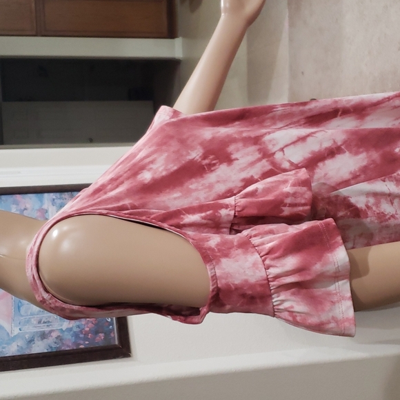 Entro L flutter sleeve cold shoulder tie dye mini super soft shift dress - Picture 7 of 7